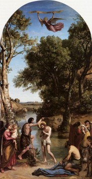 El bautismo de Cristo paisaje al aire libre Romanticismo Jean Baptiste Camille Corot Pinturas al óleo